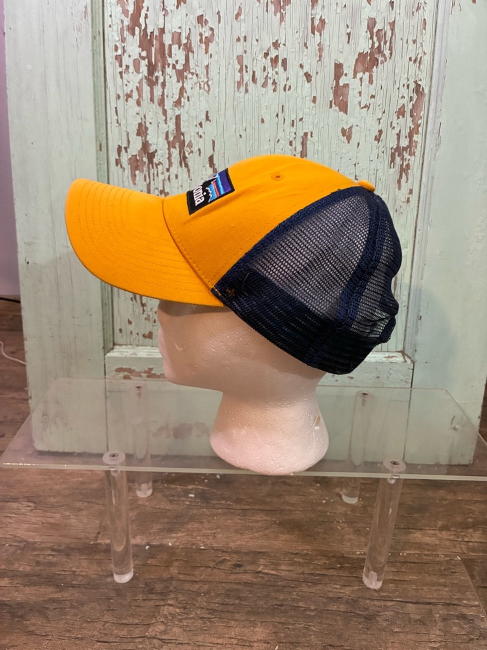 Patagonia Yellow and Navy Mesh Logo Cap - Picture 4 of 5